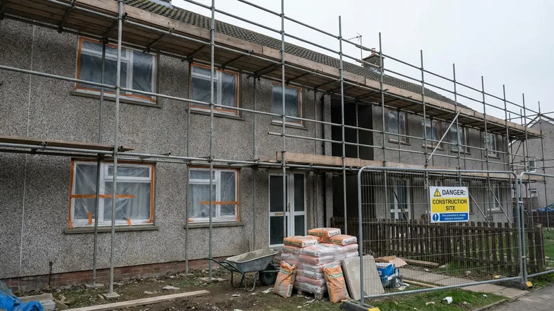 A 1970s UK house exterior, representative of the peak era of asbestos use in residential construction